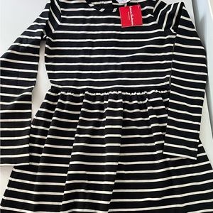 New black and white dress with gold zipper from Hanna Andersson